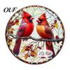Stained Glass Acrylic Ornaments Christmas Window Hanging Decor, 2D Holographic Art Santa Claus Decor Ornament with Metal Chain, Double-sided Printing