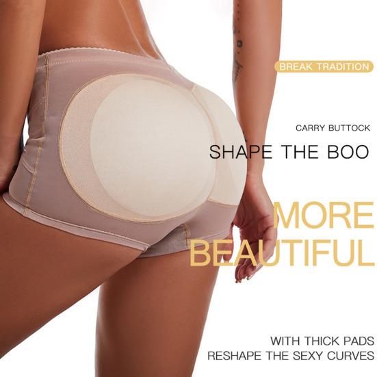 Женское нижнее белье для контроля живота с губчатой ​​подушечкой, подтягивающее ягодицы, стрейч, формирователь ягодиц, короткие трусики, корректирующее белье