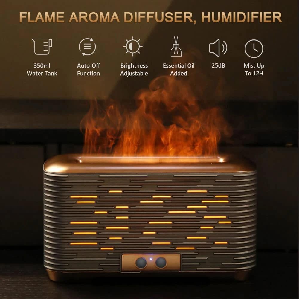 Depulat Flame Air Oil Diffuser Ультра-бесшумный увлажнитель прохладного тумана Безводный автоматический защитный диффузор аромата для домашнего офиса