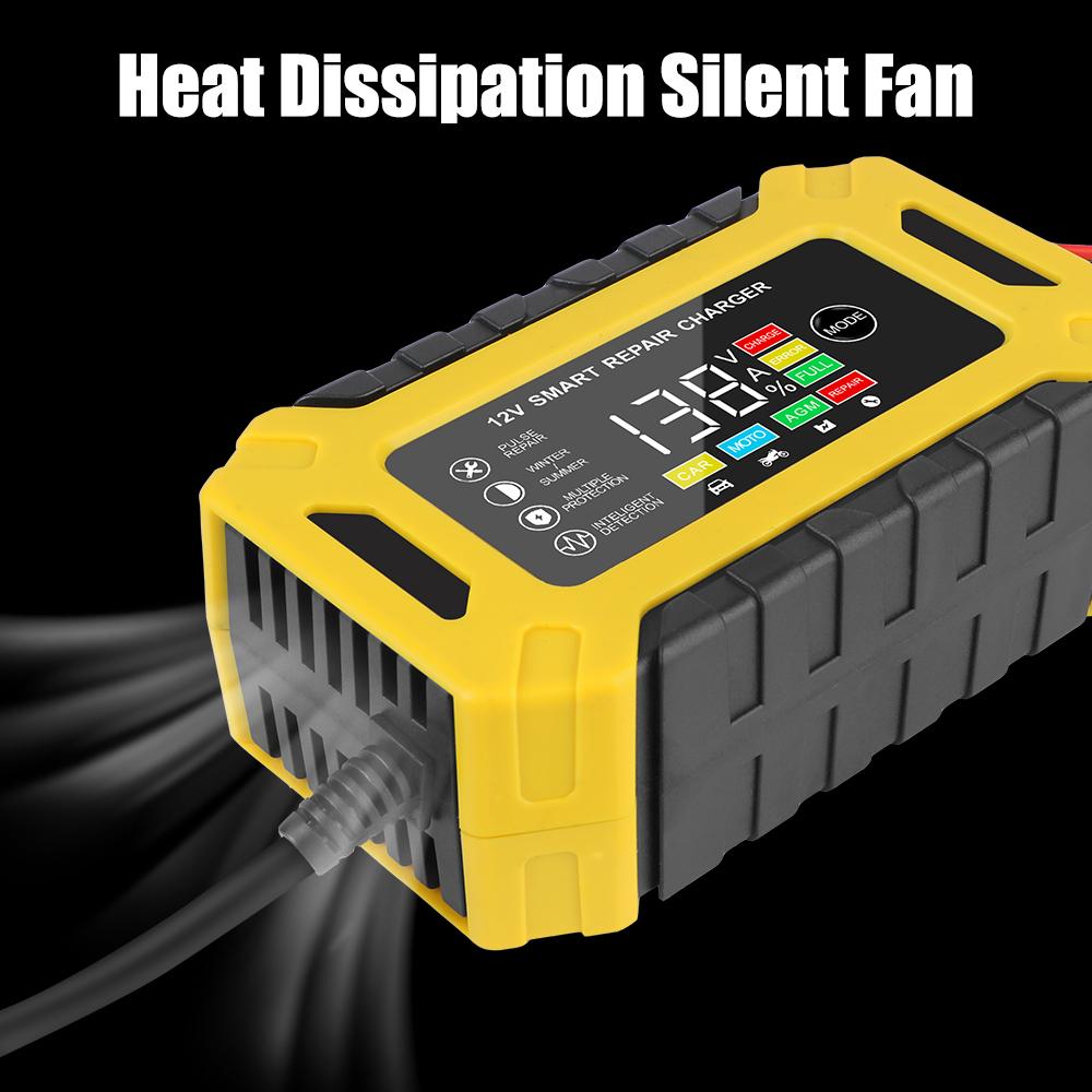 Импульсный ремонт влажного сухого свинцово-кислотного гелевого зарядного устройства для смарт-грузовиков, мотоциклов, цифровой ЖК-дисплей, 12 В, 6 А, автомобильное зарядное устройство для аккумуляторов