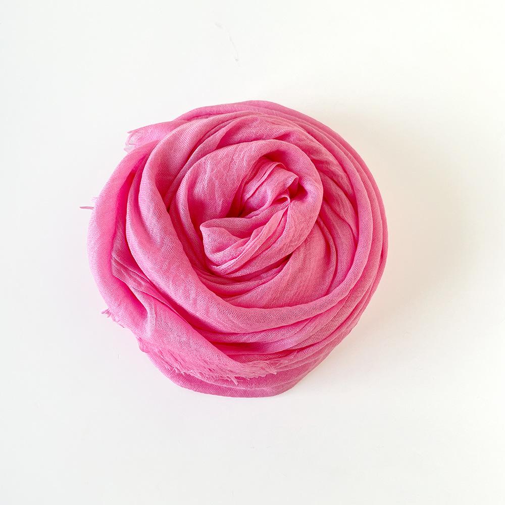 Solid Color Scarf Cotton and Linen Shawl Yarn Women's Summer Sunscreen Headscarf Retro Yarn Lengthened