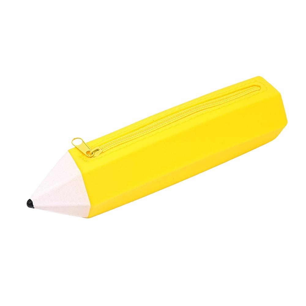 Pencil Shape Pen Bag Silicone Stationery Organizer Multi-functional Stationery Pouch Gift