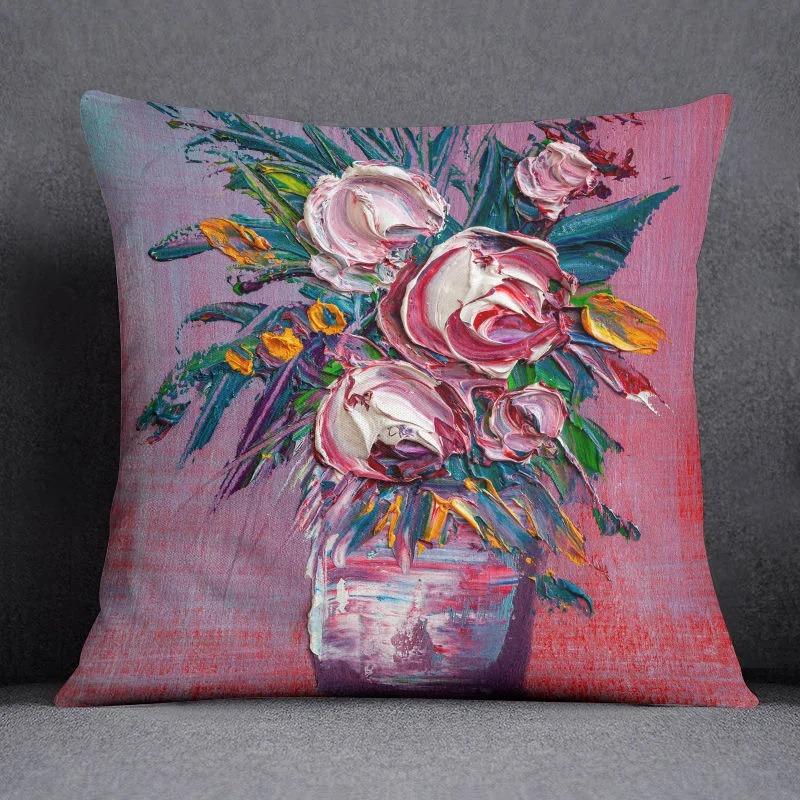 Colorful Oil Painting Pattern Pillowcase Car Ornaments Office Living Room Home Pillowcase