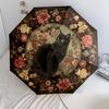 Узор «Кошки и винтажные цветы», автоматический складной зонт, портативный и складной дизайн, 8 спиц, подарок на Рождество или день рождения.