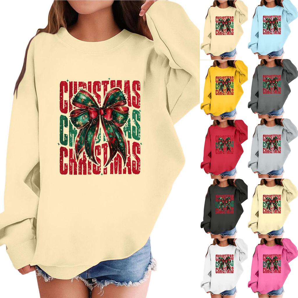 Children's Fashionable Casual Long-sleeved Loose Christmas Print Pullover Sweatshirt
