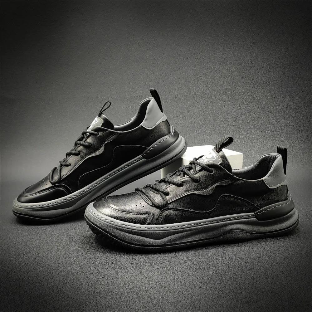 Высококачественные кроссовки на плоской подошве из натуральной кожи для мужчин, дышащая повседневная обувь для отдыха на открытом воздухе, мужская обувь на платформе, теннисные туфли для мужчин