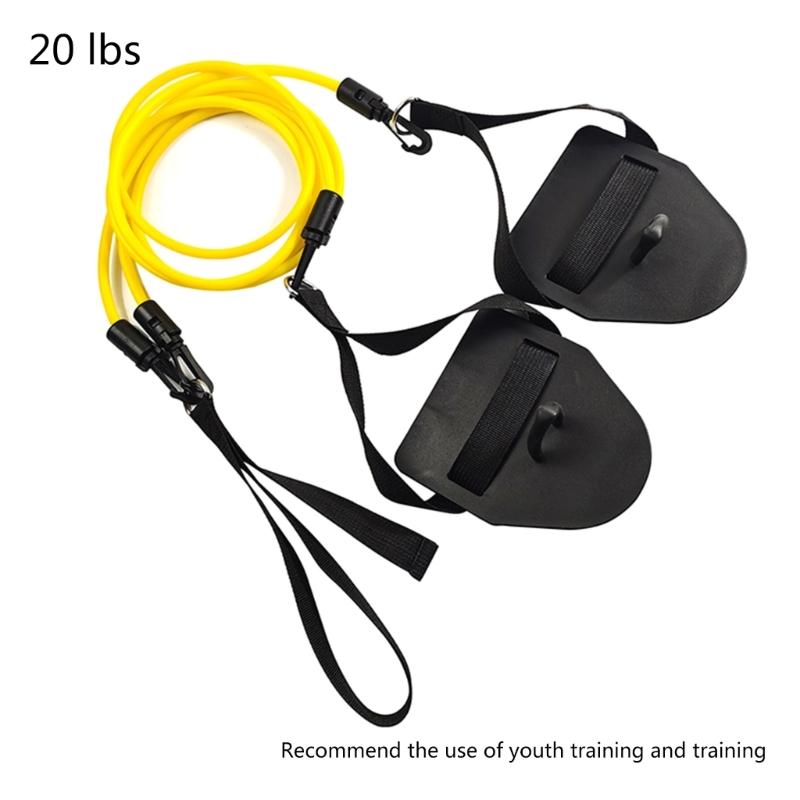 Swimming Resistance Bands with Hand Paddles, Stretch Cord, Fitness Bands for Swimming Training, Arm Strength Exercise