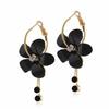 Korean Acrylic Zircon Tassel & Sunflower Stud Earrings Set