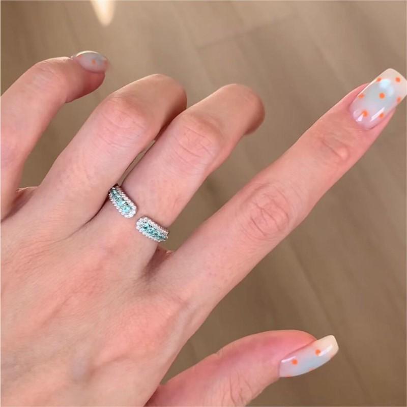 VENTFILLE 925 Sterling Silve Mint Green Diamond Ring For Women Fashion Versatile Temperament Sparkling Gift Jewelry New Trendy