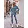 Autumn and Winter Women's Blouse Solid Color Round Neck Pit Stripes Abrasion Slit Fashion Button Long Sleeve Tops