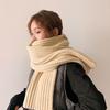 Women Scarf Knitted Solid Color Plain Thickened Soft Keep Warm Comfortable Autumn Winter Adults Long Scarf Shawl for Outdoor