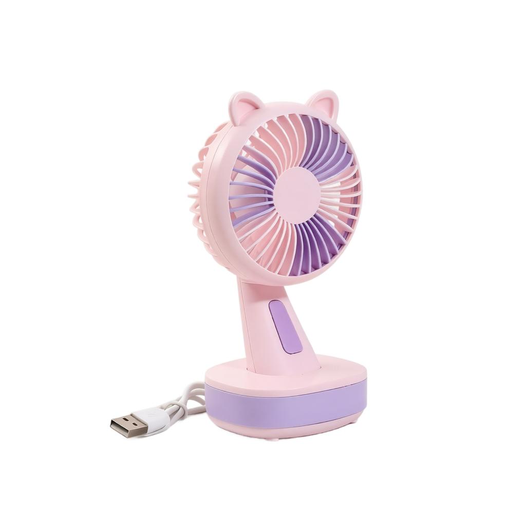 Mini USB Desktop Fan with Cat Ear Design Adjustable 3-Speed Settings Portable Table Fan for Office Dormitory Study Room Use