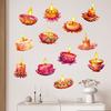 12 Pcs Diwali Festival Sticker Lotus Tealight Candle Holder Sticker Artificial Lotus Flower Labels for Indian Decor Diwali Puja Party Supplies