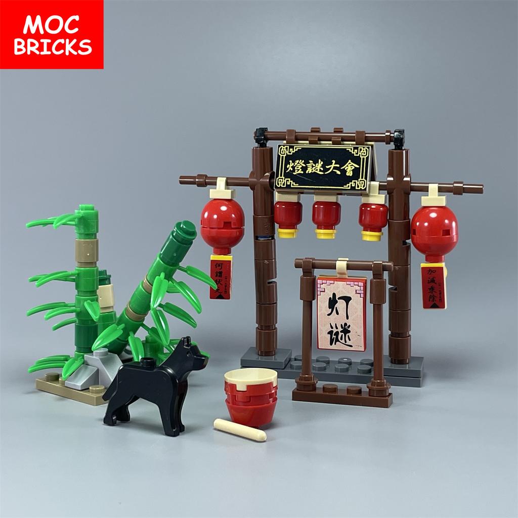 Нетоксичные Moc Кирпичи Китайский Древний Уличный Пейзаж Культура Новогодние Традиции Весенний Фестиваль Архитектура Модель Строительные Блоки Diy Игрушки