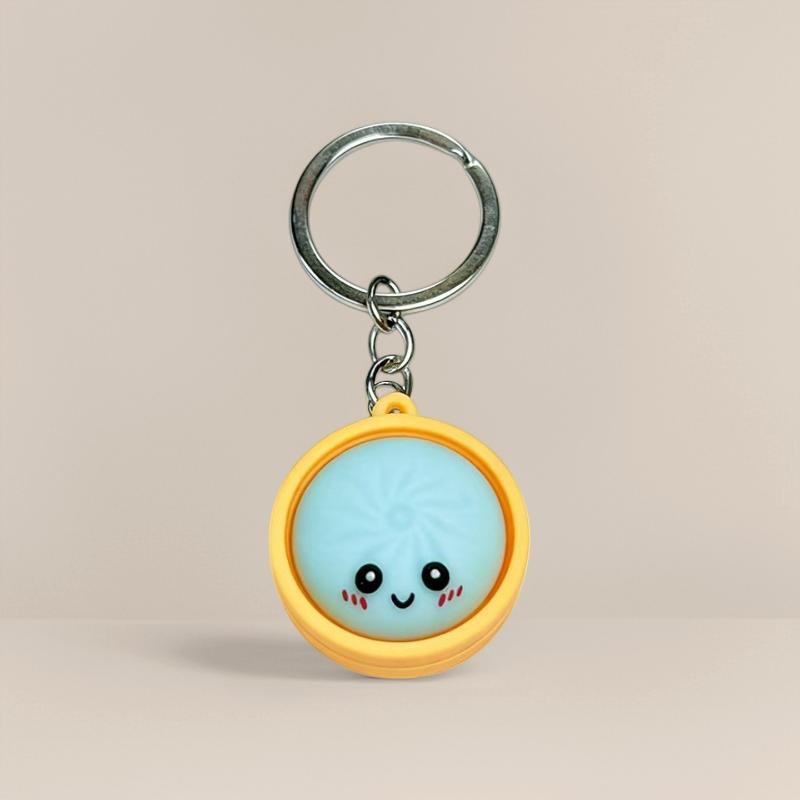 Funny Dumpling Baozi Keychains 6Pcs Pack with Steamer Random Color Novelty Key Holders for Travel Bag Decor Gifts