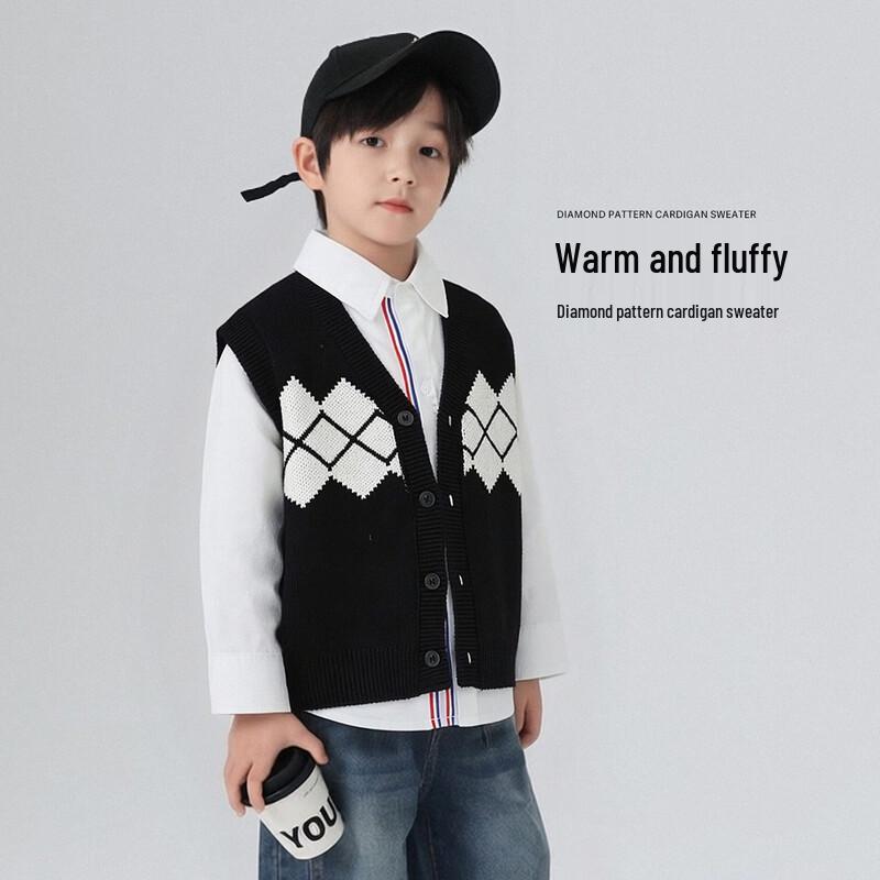 Boys' Cotton Knitted Cardigan Vest