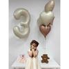 40 Inch 0-9 Digital Balloon Number Aluminum Foil Helium 18 Inch Love Shaped Caramel Cream Birthday Gift Toy Party Decoration