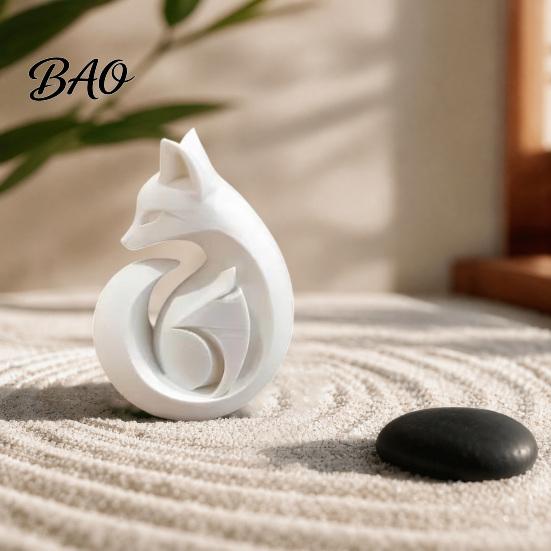 Easy Care Fox Statue 3D Printed Sculpture, Matte White Minimalist Solid Structure Ornament, Sculpture Stain-Resistant Smooth Surface Compact Art Piece