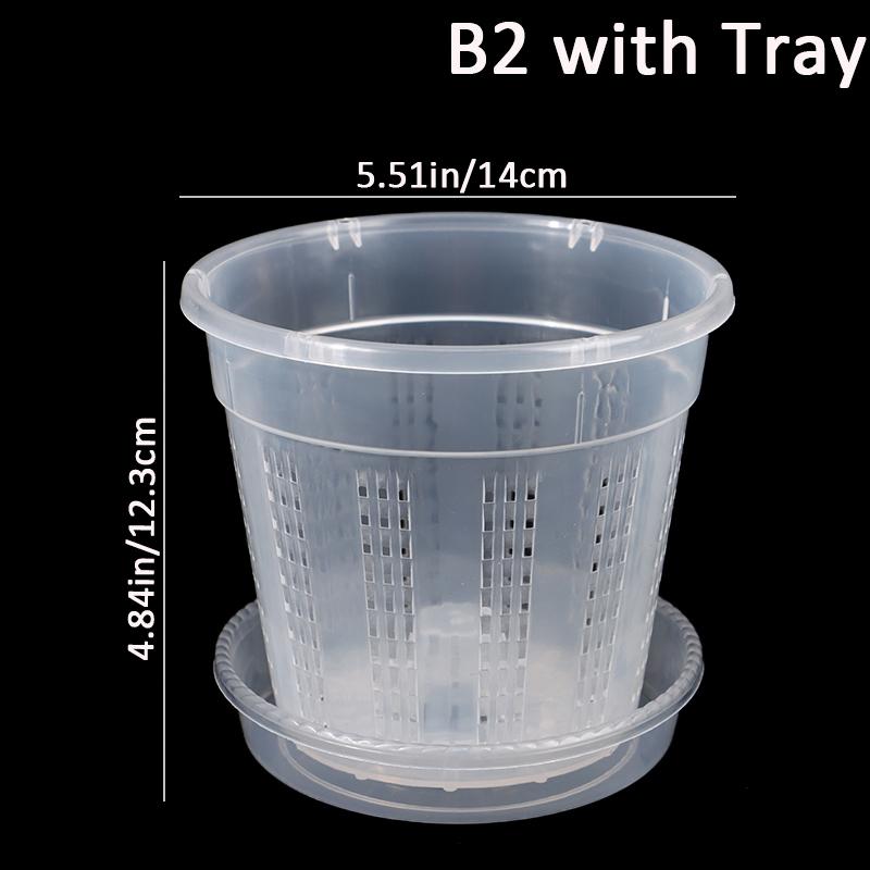1Pc Flowerpot Garden Planter Drainage Pots with Holes Transparent Orchid Baskets Plastic Breathable Flower Pots Accessories