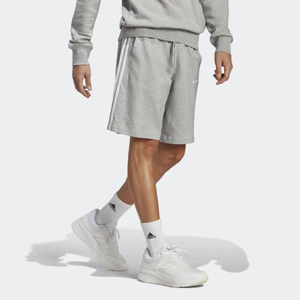 adidas Базовые шорты из одинарного джерси с 3 полосками, повседневные шорты для мужчин, серые IC9384