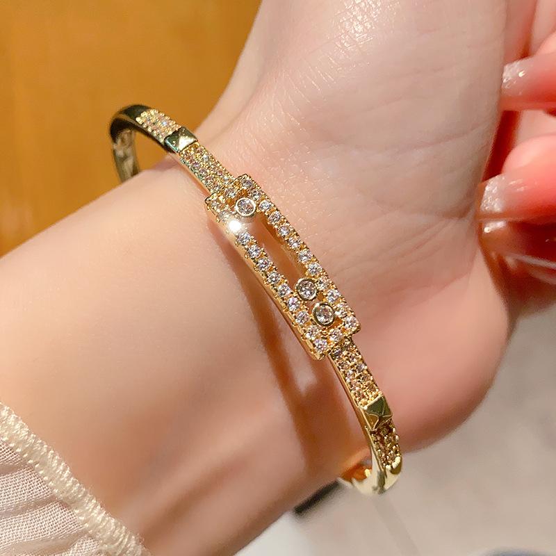 Zircon Bracelet High Version Atmospheric Versatile Sliding Hollow Bracelet Stacked Bracelet Handpiece
