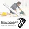 High Precision Metal Adjustable Combination Square Angle Ruler Measuring Tool