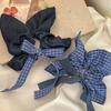 Korean Bow Denim Blue Plaid Square Scarf Large Intestine Headband Hair Square Female Band Hair H0K6