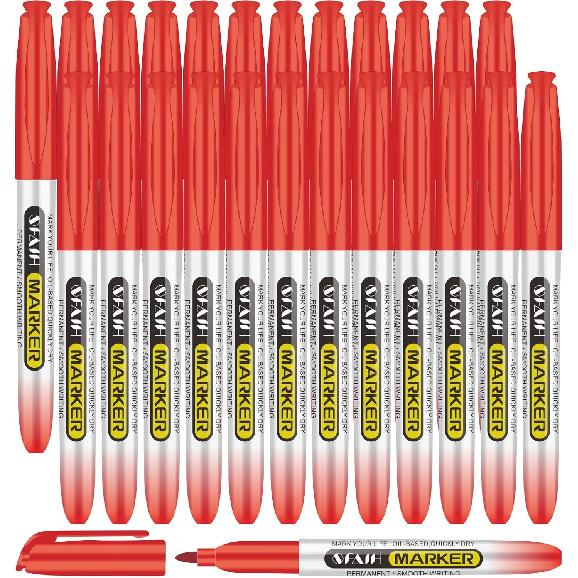 SFAIH Black Permanent Markers Bulk - 24 Pack, 1s Quick Dry, Non-Fading, Fine Point Permanent Pens for Plastic Glass Metal Wood Paper Stone, Office