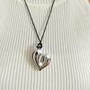 Heart Pendant Necklace Black Rope Adjustable Sweater Chain