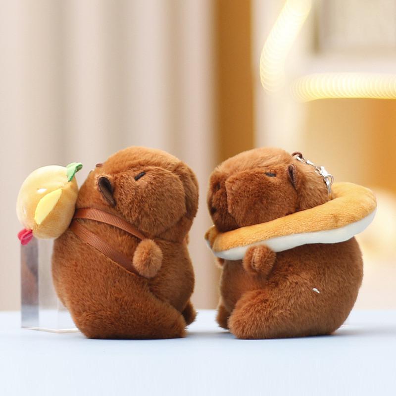 Hamburger Toast Capybara Keychain Cute Cartoon Girl Backpack Hanging Doll Plush
