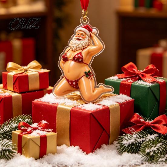 Unique Hanging Gifts for Friends 5 Pcs Quirky Bikini Christmas Ornament, Funny 2D Acrylic Santa Claus Horse Creative Holiday Gift Ideas Dachshund