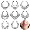 16g Steel Gold CZ Septum Fake Piercing Mix Styles Falso Septum Nose Rings Clickers Men Body Jewelry Piercing Nariz Daith Helix
