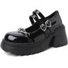 Мода 2025 Новые туфли на высоком каблуке Лолита для женщин Панк туфли на платформе Японские женские туфли Мэри Джейн из лакированной кожи Черная готическая обувь