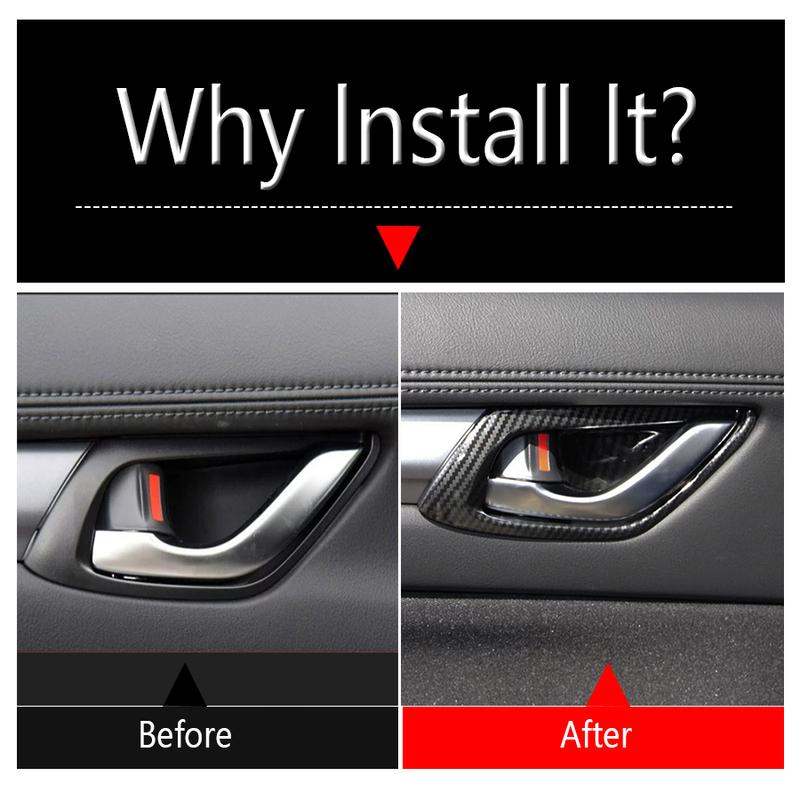 Car Inner Door Handle Bowl Frame Panel Cover Trim Carbon Fiber Interior Accessories For Mazda CX-5 CX5 CX-8 KG CX8 2017 - 2025
