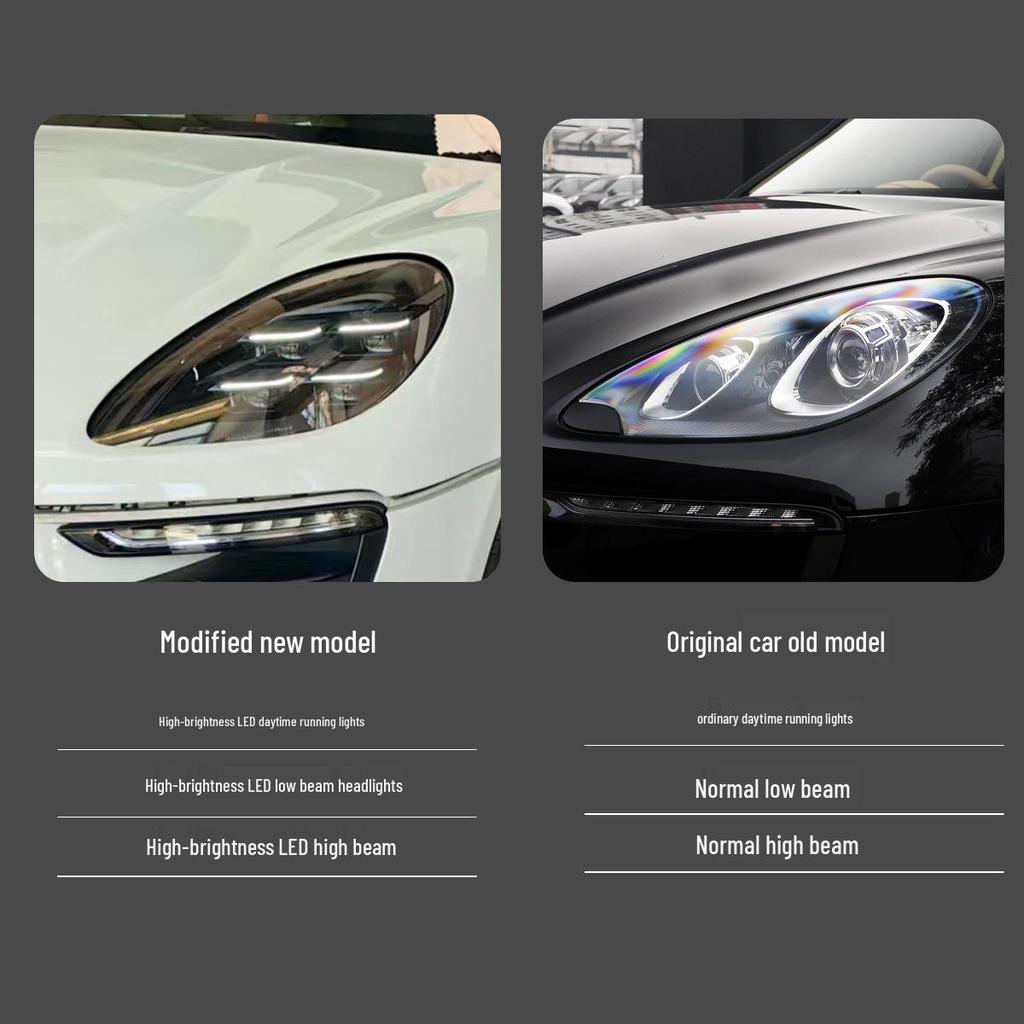 14-22 Porsche Macan Headlight Assembly: New Four-Eye Matrix Front Lights with Daytime Running Feature