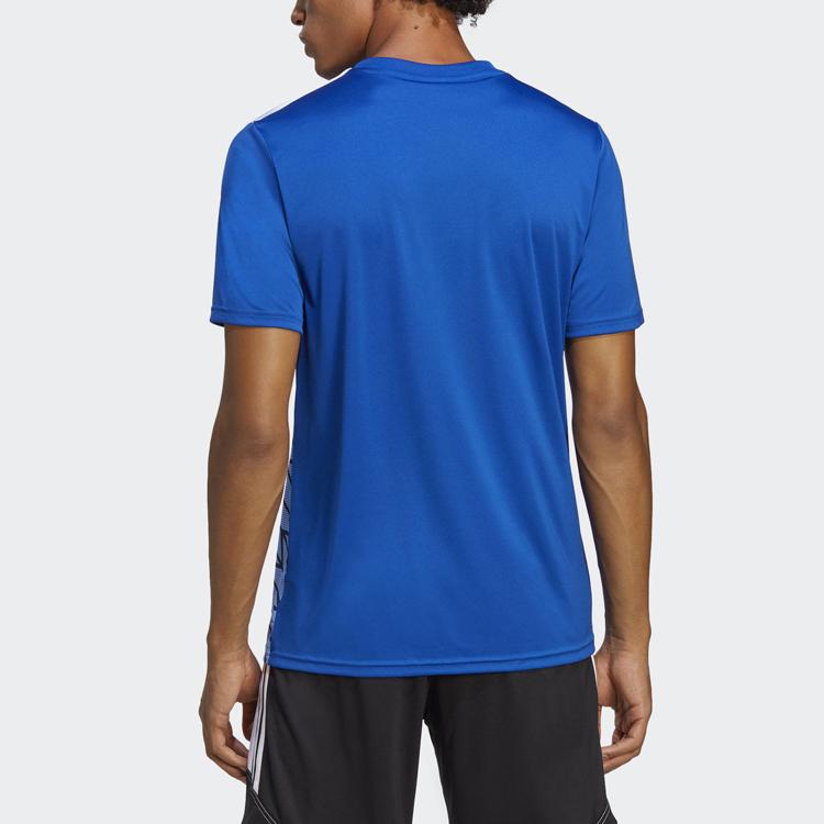 Adidas Мужские футбольные майки Team Icon 23 с геометрическим принтом и V-образным вырезом и короткими рукавами, синие HR2632