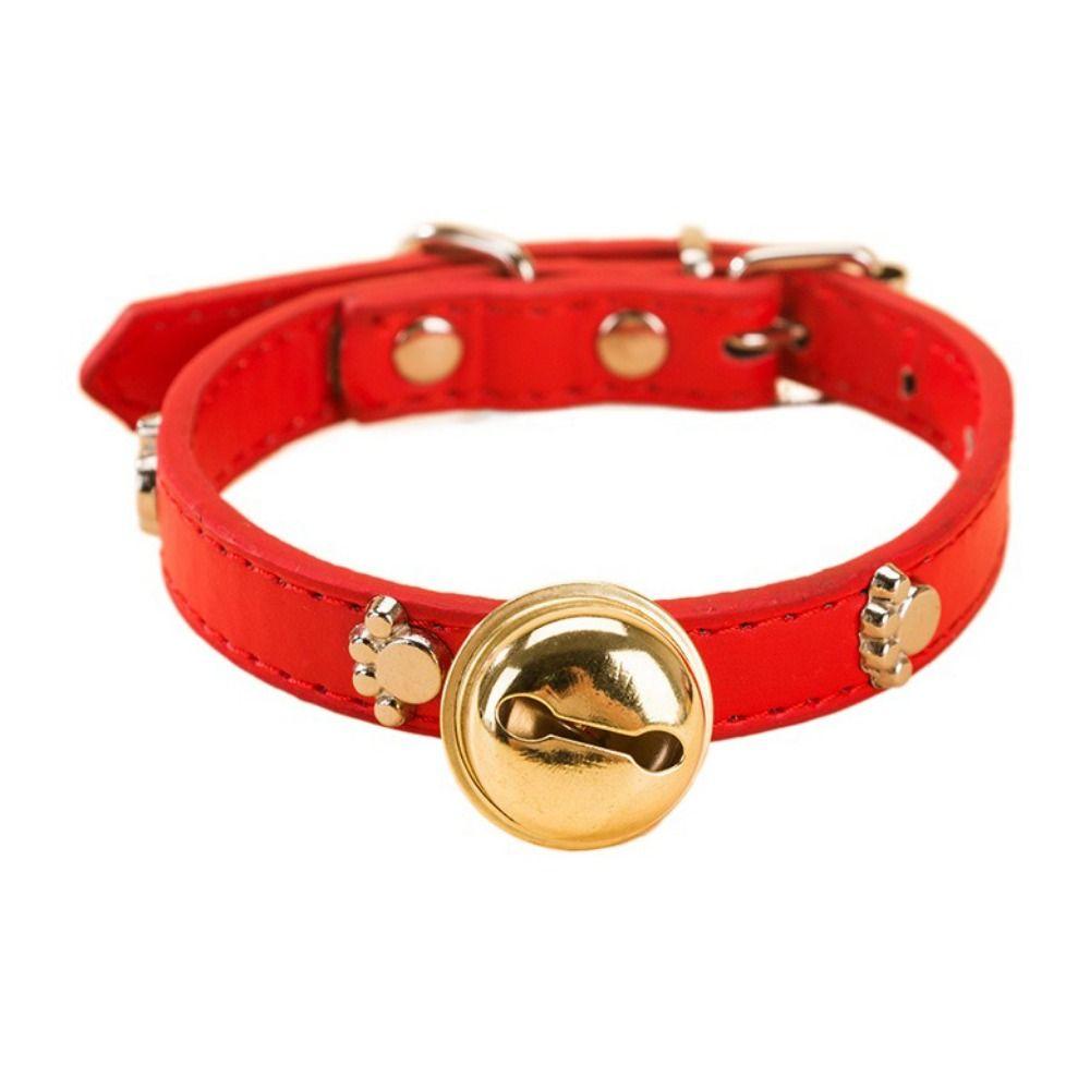 Zinc Zinc Alloy Dog Neck Ring Adjustable Dog Bone Collar Dog Gold Bell Chain Cat Paw Print Bell Collar  Party