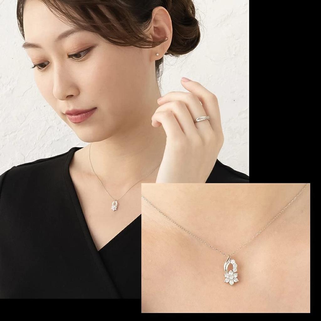 PLUSTER Diamond Necklace Platinum PT900 Sweet Ten 10th Anniversary Natural Diamond Appraisal Card Included Simple Popular Birthday Present Gift Gift