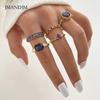 Винтажное кольцо с бриллиантами Royal Blue Crystal, набор из 5 колец, креативное универсальное овальное кольцо