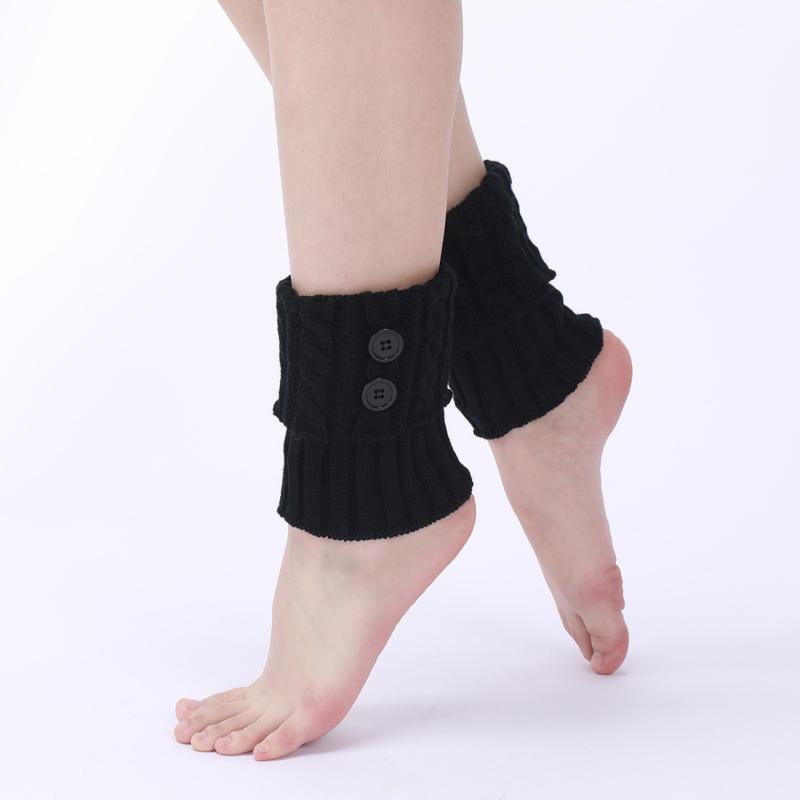 Вязаные шерстяные носки с пуговицами, жареные в тесте, теплые осенью и зимой, короткие защитные наколенники для ног, женские теплые накладки на ноги