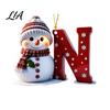 Custom Christmas Tree Decorations 2D Snowman Ornaments, Personalized Letter Ornaments for Tree, Initial Ornament, Ornament DIY Hanging Xmas