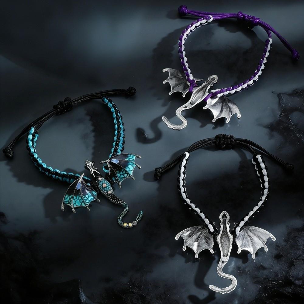 Creative Braided Rope Bracelet Vintage Woven Cord Wristband Fashion Animal Dragon Bracelet Cosplay