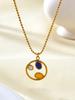 Charm Personality Bohemian Style Stainless Steel 18K Gold Plated Colorful Oil Drop Round Pendant Necklace For Women