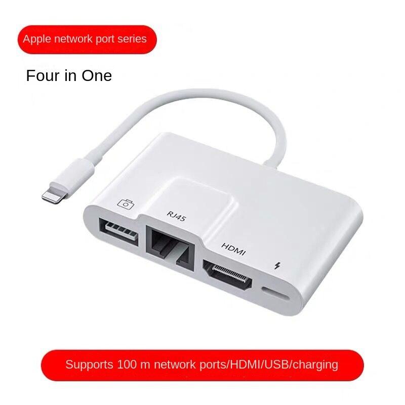 Конвертер сетевого кабеля мобильного телефона Apple, подключение Ipai к адаптеру Ethernet, подключение iPhone к ТВ-проекции с одним и тем же экраном