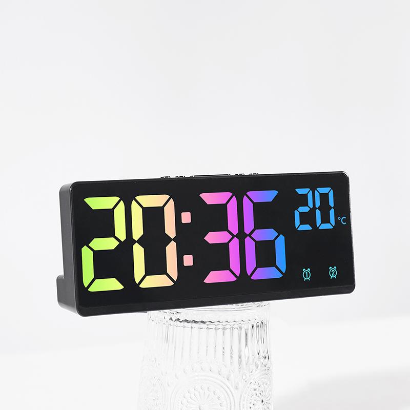 Зеркало с голосовым управлением, будильник, цифровая температура, двойной будильник, повтор, настольные настольные часы, ночной режим, 12/24 ч, светодиодные часы