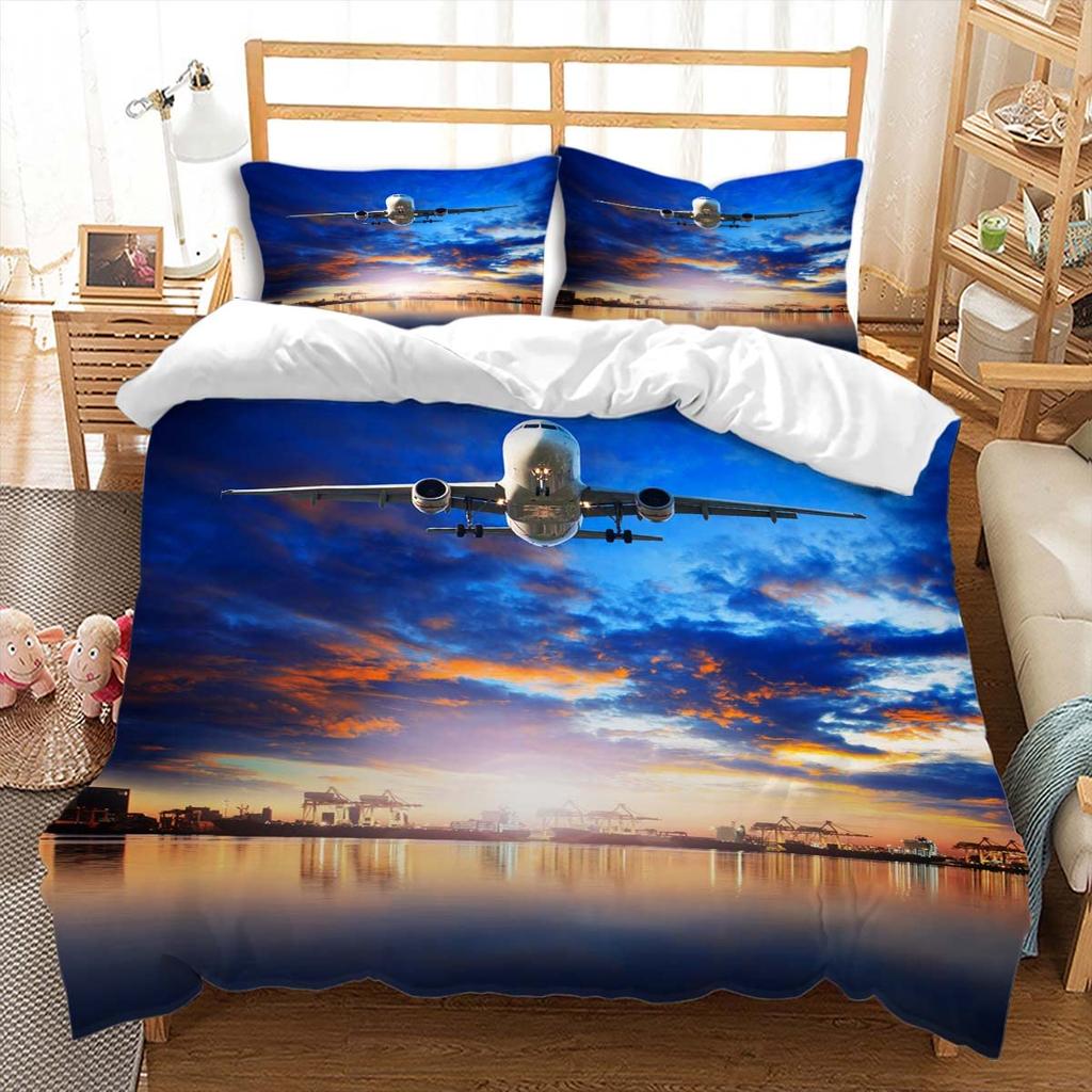 Комплекты пододеяльников для самолетов размера Queen King, комплект постельного белья с рисунком самолета для детей, мальчиков, девочек, авиационная тематика, пододеяльник