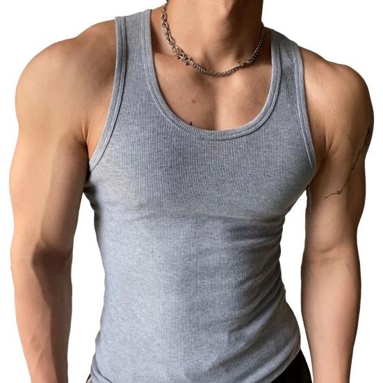 Мужской жилет Сплошной цвет с круглым вырезом без рукавов Фитнес-майки Дышащая повседневная уличная одежда Летняя одежда для отдыха для спорта Путешествия Покупки Повседневная одежда