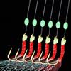 6pcs Luminous Bean Sabiki String Hook Rig Artificial Bionic String Hook  for Sea/Freshwater Fishing