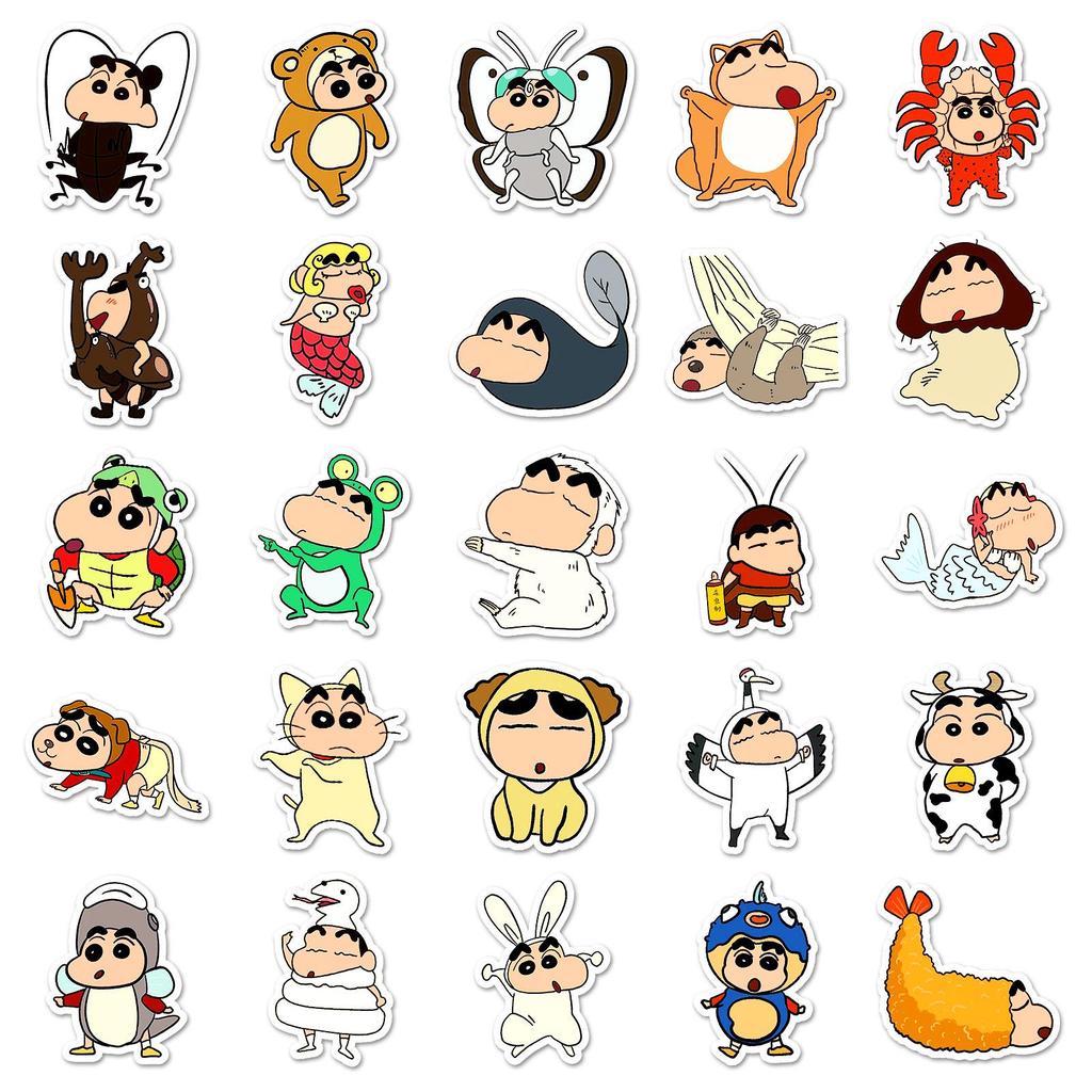 Crayon Shin-chan Dress-Up Stickers: 50 Cute, Waterproof Cartoon Stickers for Phone Cases, Computers, Journals.
