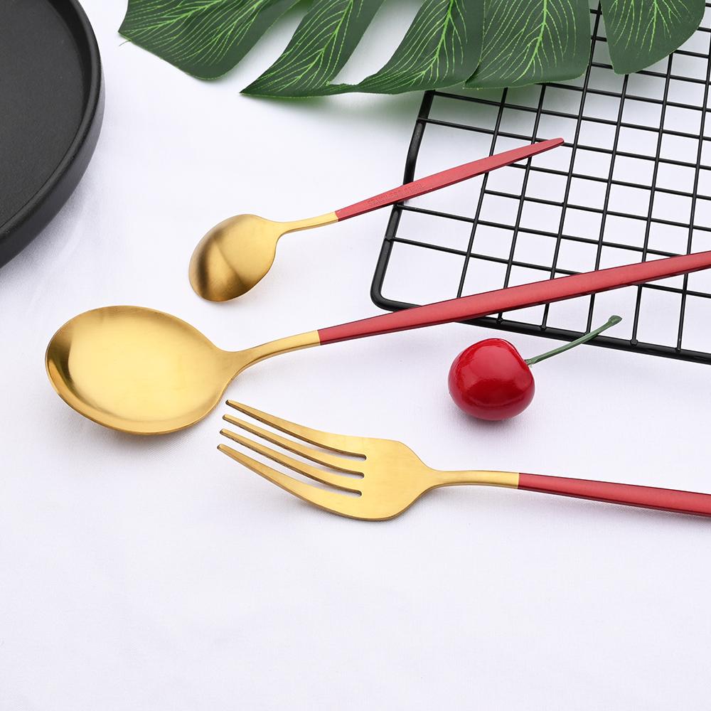 32Pcs Gold Dinnerware Stainless Steel Cutlery Set Knives Fork Tea Spoon Dinner Silverware Set Service 8 Kitchen Tableware Gift Set